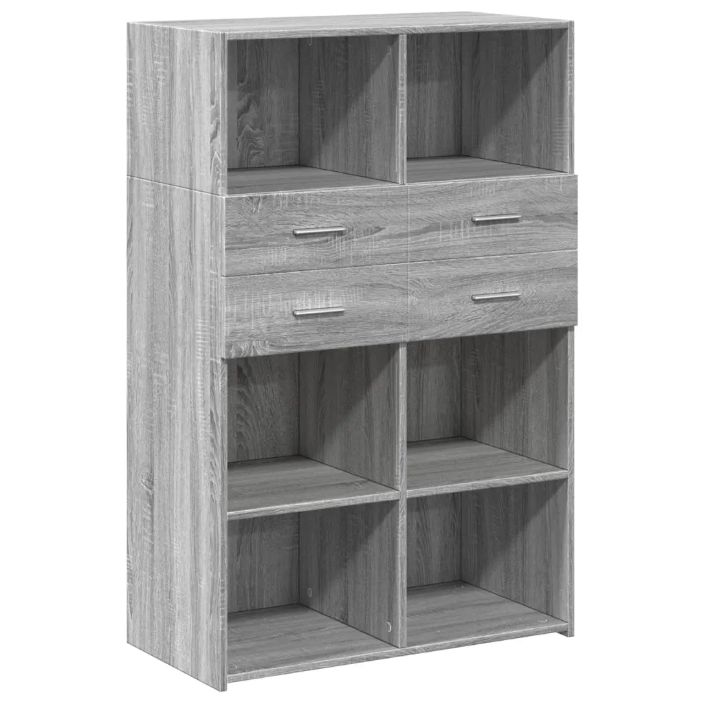 vidaXL Credenza Grigio Sonoma 80x42,5x124 cm in Legno Multistrato