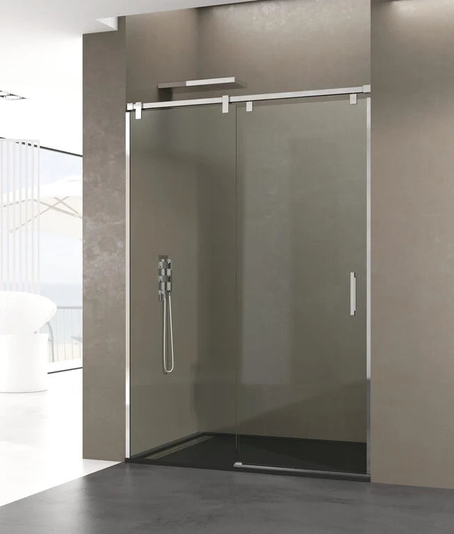 Box doccia frontale FUTURA 1 fisso + 1 scorrevole 100 cm (95-100) acciaio inox lucido vetro trasparente