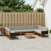 Set di divani da esterno 10 pcs Naturale e Grigio Chiaro 3382894