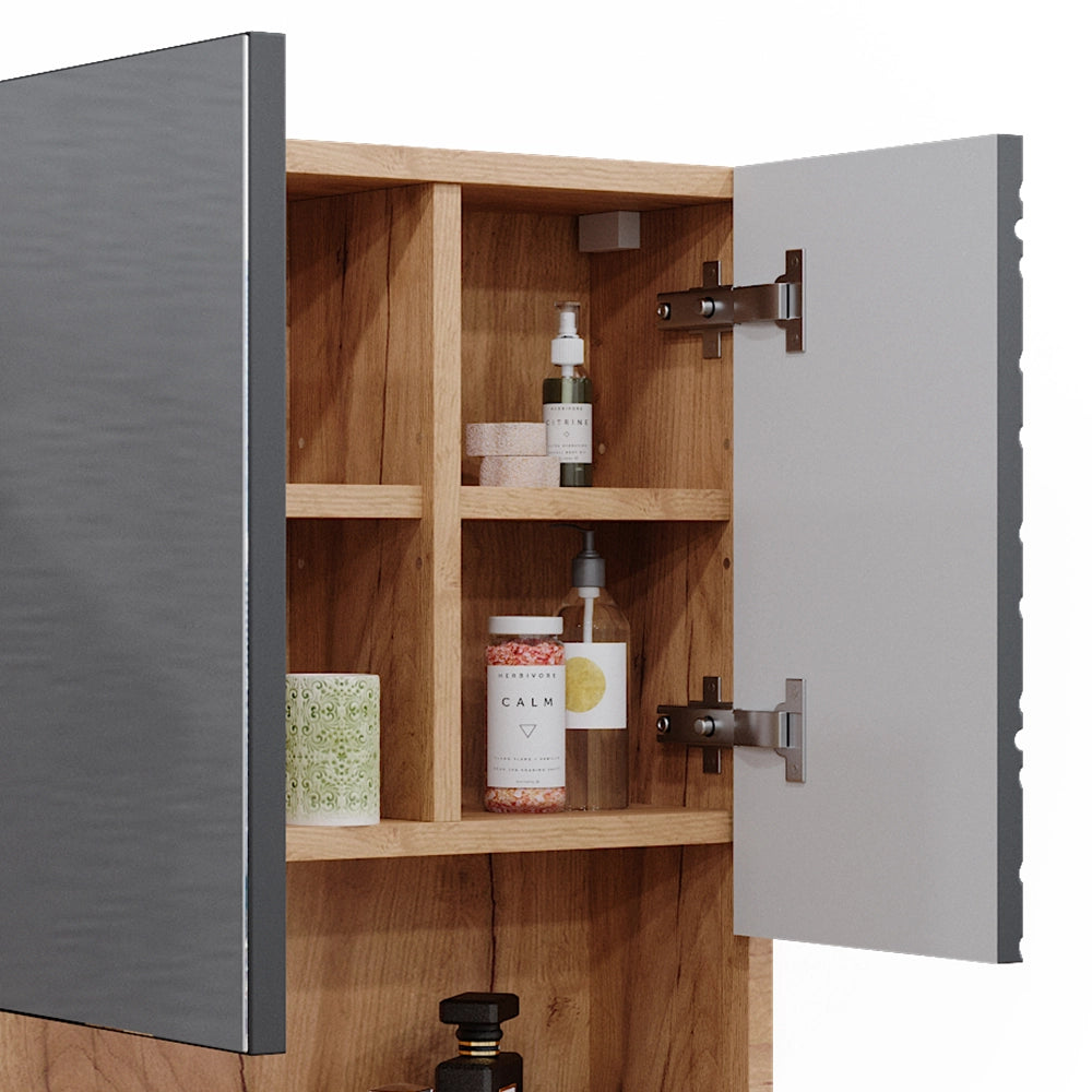 Vicco Mobile a specchio per il bagno Antracite con struttura a nido d'ape 54 x 55 cm