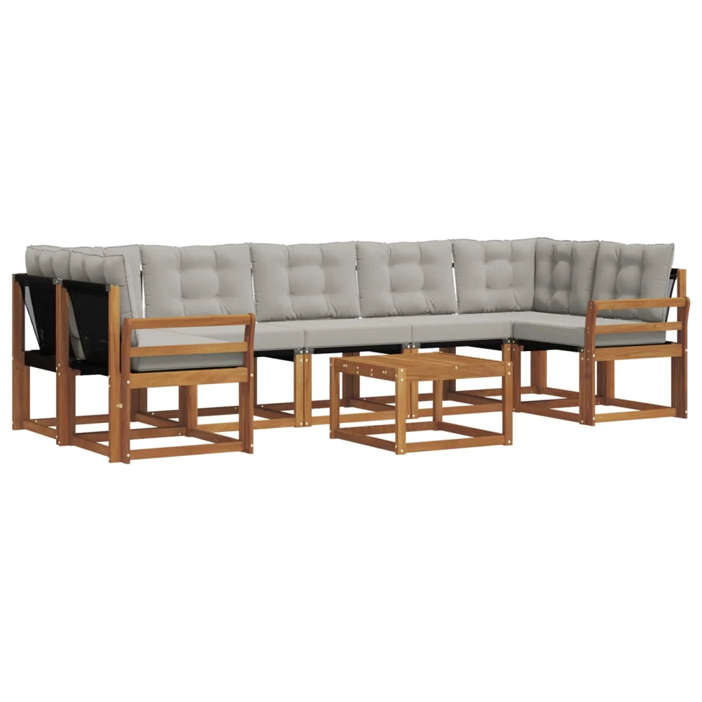Set di divani da esterno 8 pcs Grigio Naturale e Chiaro