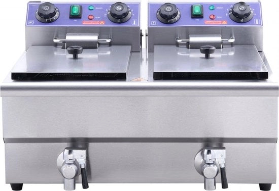 Frittelle elettriche 12x 2L RVS 1500W + 1500W contenitori rimovibili