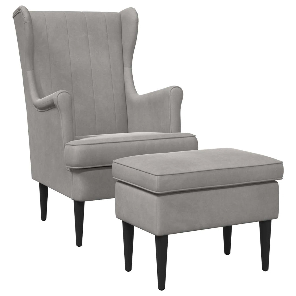 Poltrona con Ottomano 2 pz Grigio Chiaro Velluto 3418824