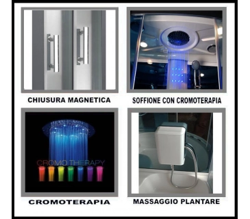 Cabina doccia idromassaggio, cromoterapia, touch screen, full optional 135x80cm Sicorage Xulus