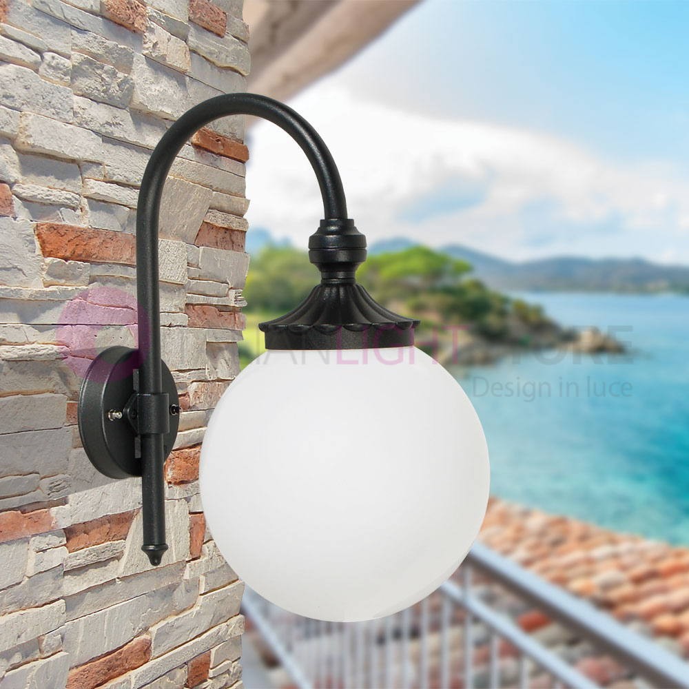 ANTARES Lanterna da esterno a Parete Antracite con Sfera Globo d.25 GARDENLIGHT