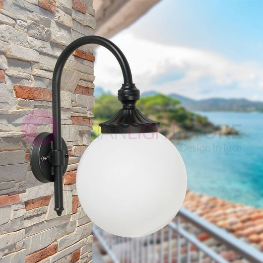 ANTARES Lanterna da esterno a Parete Antracite con Sfera Globo d.25 GARDENLIGHT