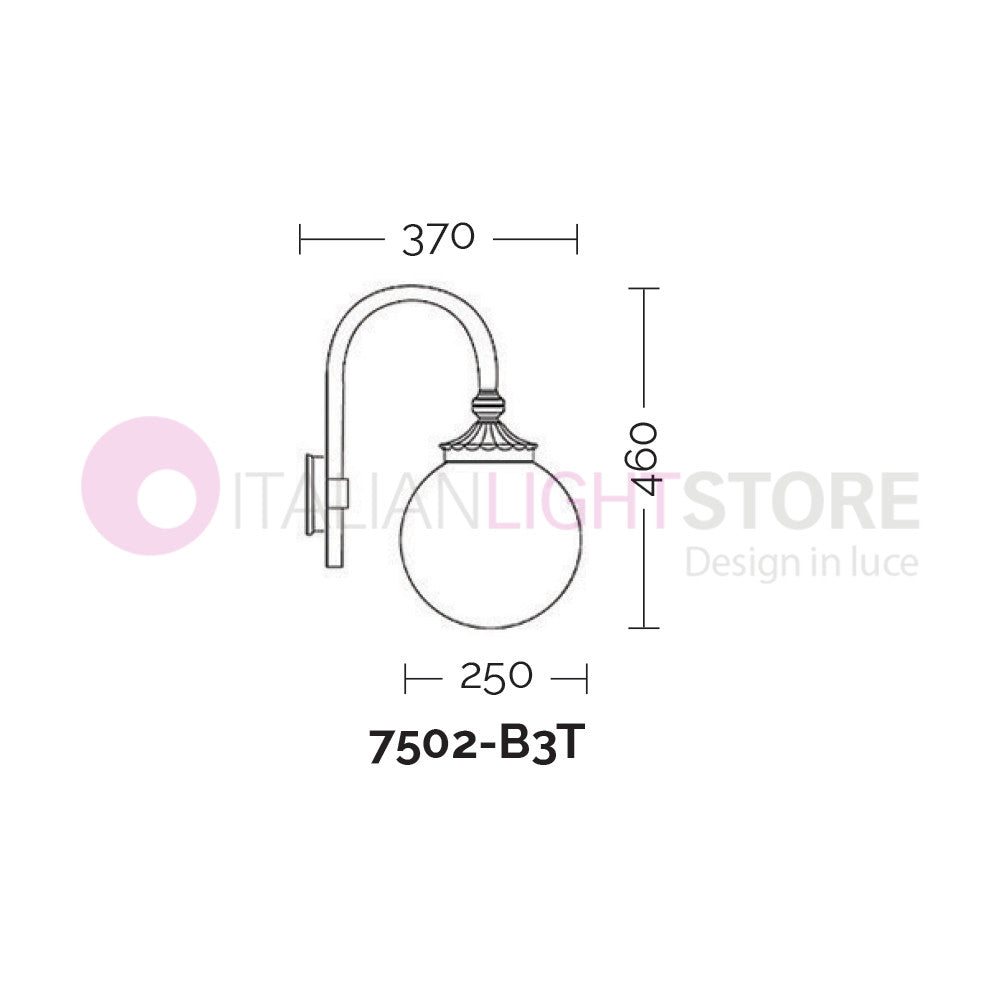 ANTARES Lanterna da esterno a Parete Antracite con Sfera Globo d.25 GARDENLIGHT