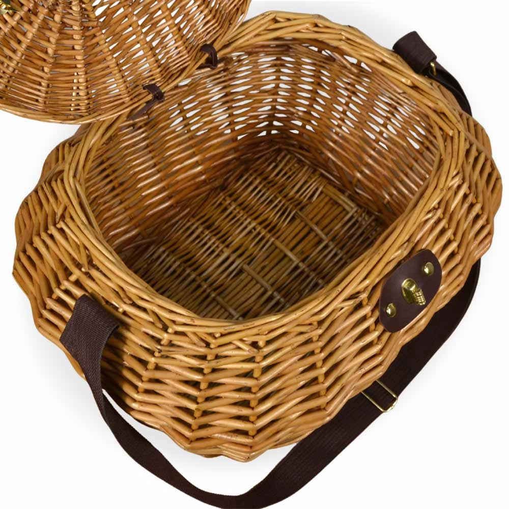 Cesto cestino Jack in vero Vimini per funghi con Coperchio 38 x 30 x h 25 cm