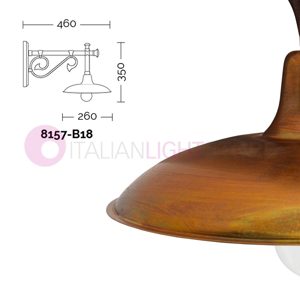 NIKE ANTRACITE Lampada a Parete da Esterno con piatto in ottone anticato