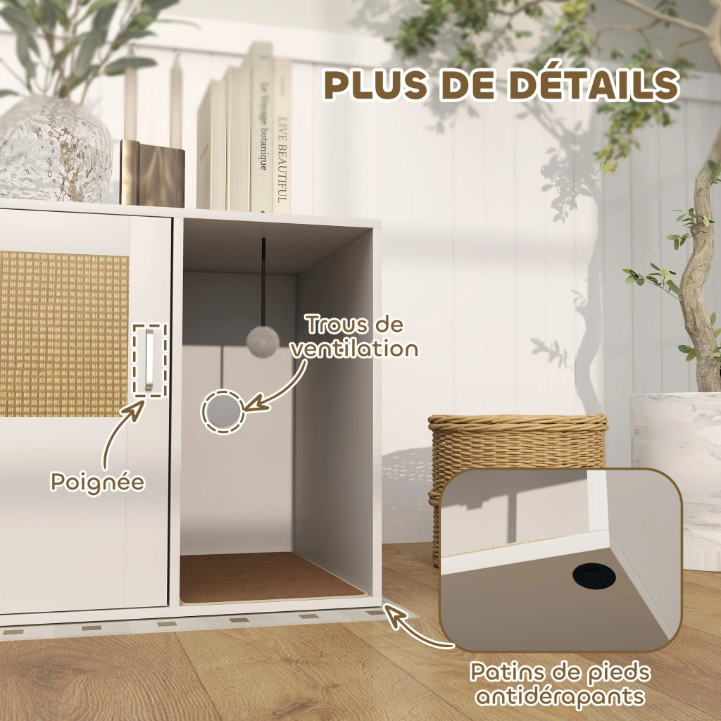 Mobile per gatti con lettiera e tiragraffi ¨C zephmum ¨C bianco 80x50x50 cm