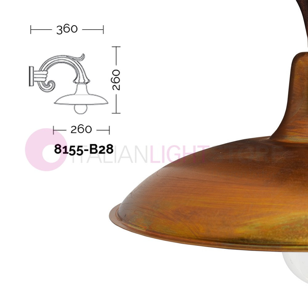 NIKE ANTRACITE Lampada a Parete da Esterno con piatto in ottone anticato