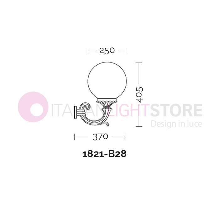 ORIONE ANTRACITE Lampada a Parete da Esterno con sfera globo policarbonato d.25 GARDENLIGHT