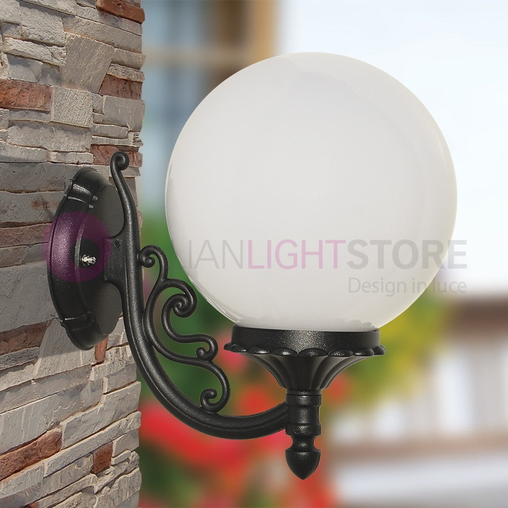 ORIONE ANTRACITE Lampada a Parete da Esterno con sfera globo policarbonato d.25 GARDENLIGHT