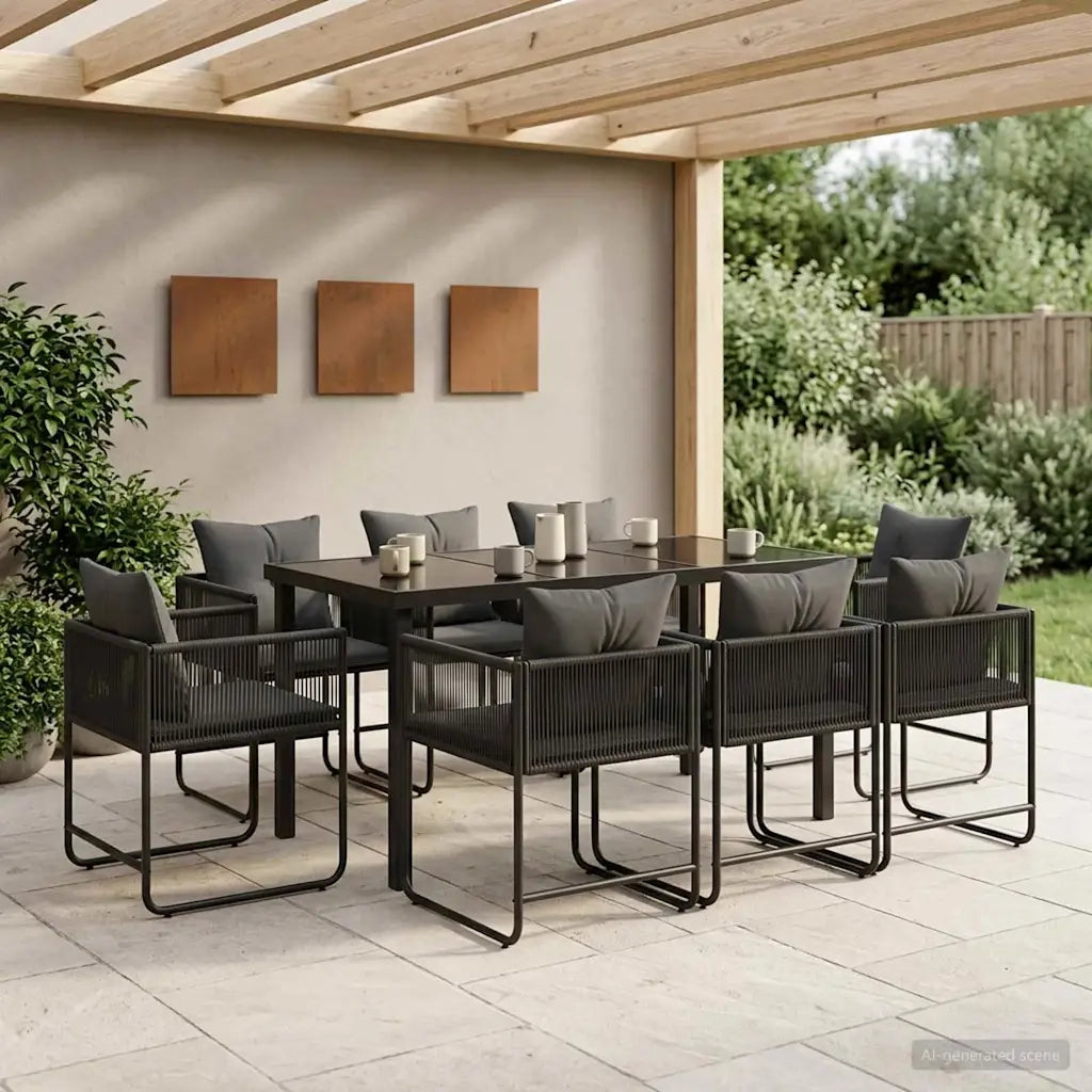 Set da Pranzo per Giardino 9 pcs Nero e antracite 3448909