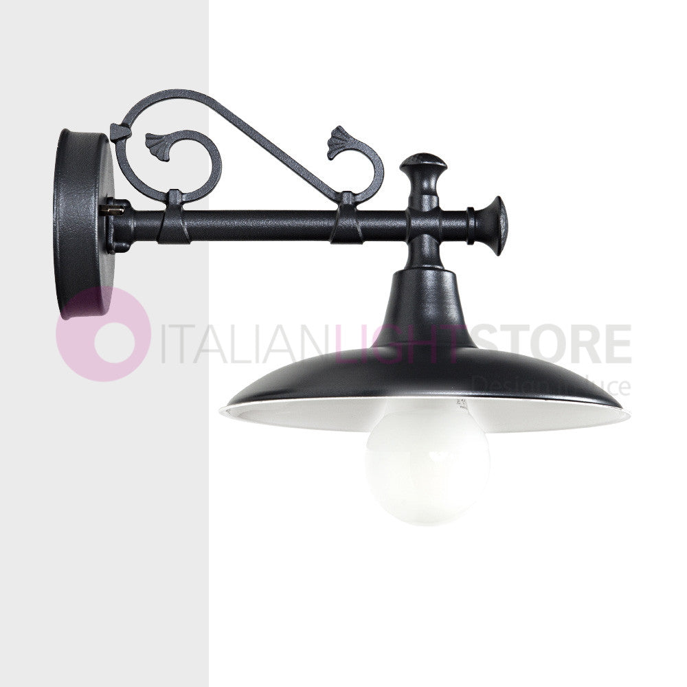 POGGIOPIANO Lanterna a parete L. 35 Applique per Esterno Piatto d.25