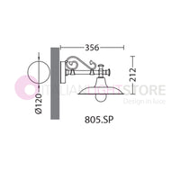 POGGIOPIANO Lanterna a parete L. 35 Applique per Esterno Piatto d.25