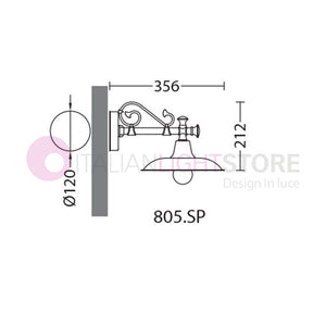 POGGIOPIANO Lanterna a parete L. 35 Applique per Esterno Piatto d.25
