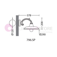 POGGIOPIANO Lanterna a parete L. 37 Applique per Esterno Piatto d.29
