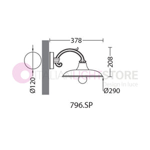 POGGIOPIANO Lanterna a parete L. 37 Applique per Esterno Piatto d.29