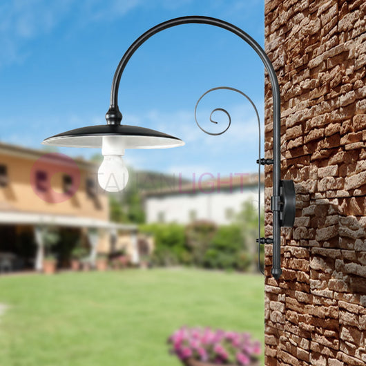 TORRIOLA Lanterna a parete L. 61 Applique per Esterno Piatto d.36