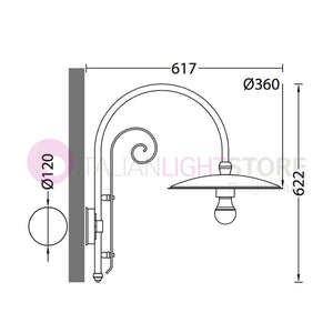 TORRIOLA Lanterna a parete L. 61 Applique per Esterno Piatto d.36