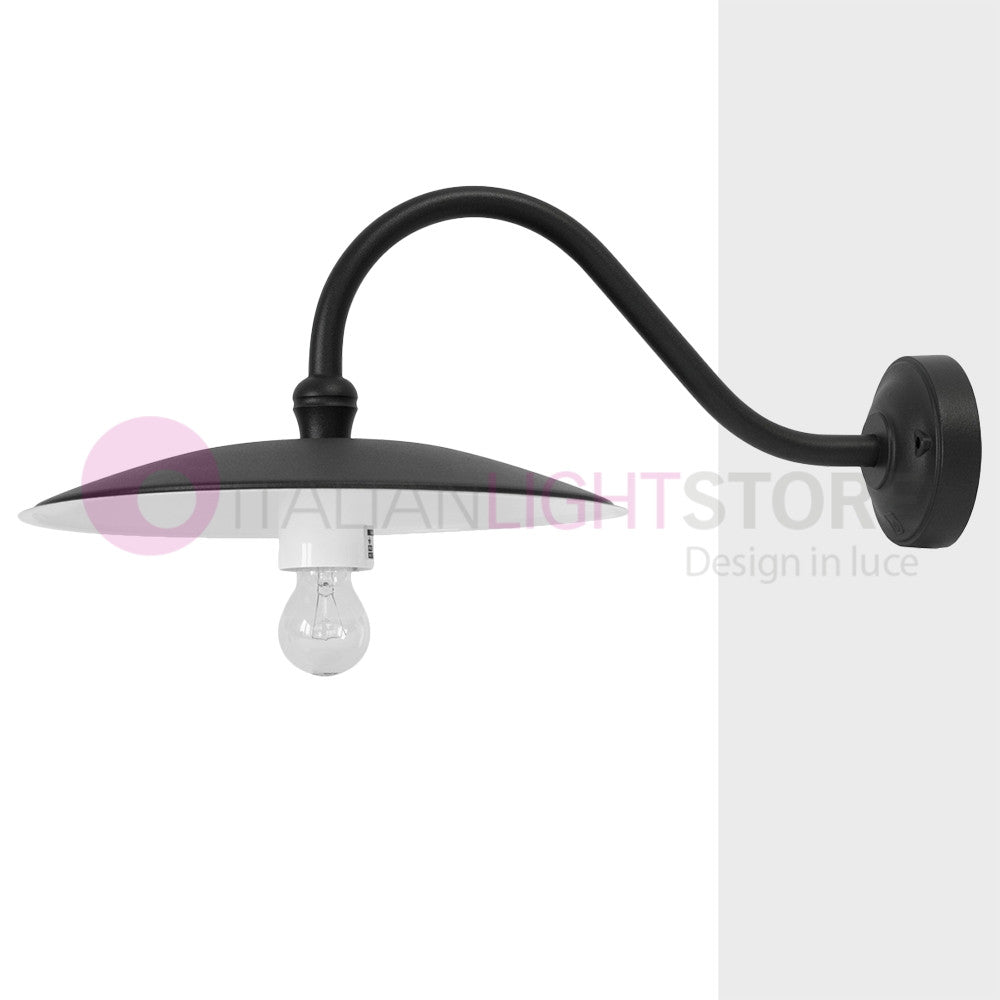 TORRIOLA Lanterna a parete L. 62 Applique per Esterno Piatto d.36