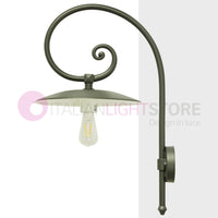 TORRIOLA Lanterna a parete L. 47 Applique per Esterno Piatto d.36 braccio pastorale