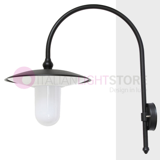 PATIO Lanterna a parete L. 61 Applique per Esterno Piatto d.36 e diffusore in policarbonato opale