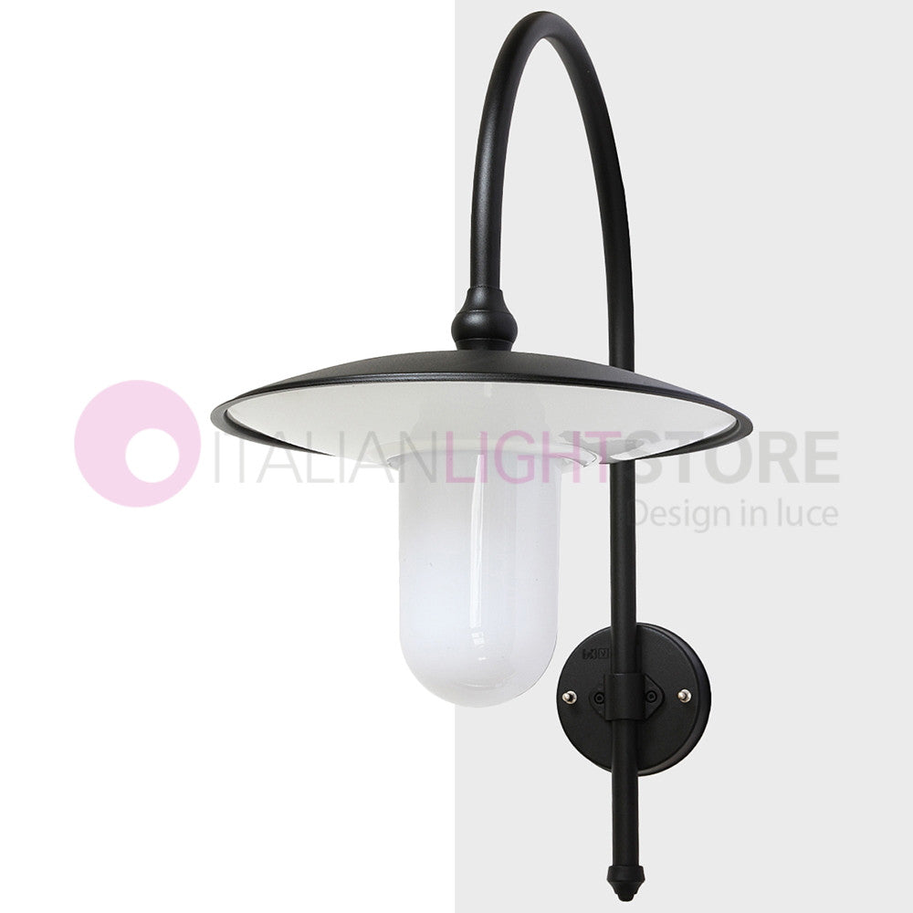 PATIO Lanterna a parete L. 61 Applique per Esterno Piatto d.36 e diffusore in policarbonato opale