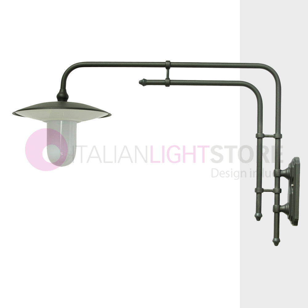 PATIO Lanterna a parete L. 102 Applique per Esterno Piatto d.36 e diffusore in policarbonato opale