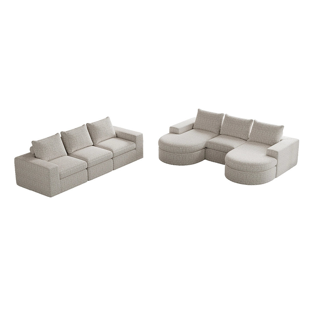 Set 2 pezzi - Xylo - divano chenille modulabile forma L senza struttura