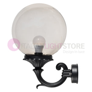 PANAMA Lampada a Parete Lanterna da Esterno ANTRACITE con sfera globo policarbonato d.25 FUME'