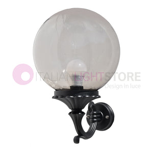 PANAMA Lampada a Parete Lanterna da Esterno ANTRACITE con sfera globo policarbonato d.25 FUME'