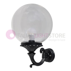 PANAMA Lampada a Parete Lanterna da Esterno ANTRACITE con sfera globo policarbonato d.25 TRASPARENTE