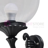 PANAMA Lampada a Parete Lanterna da Esterno ANTRACITE con sfera globo policarbonato d.25 TRASPARENTE