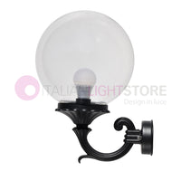 PANAMA Lampada a Parete Lanterna da Esterno ANTRACITE con sfera globo policarbonato d.25 TRASPARENTE