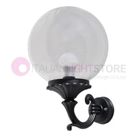 PANAMA Lampada a Parete Lanterna da Esterno ANTRACITE con sfera globo policarbonato d.25 TRASPARENTE