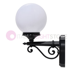 PANAMA Lampada a Parete Applique da Esterno ANTRACITE con sfera globo policarbonato d.20 OPALE