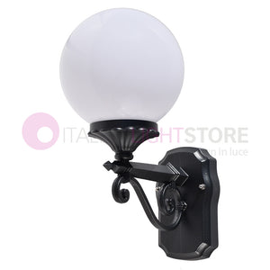 PANAMA Lampada a Parete Applique da Esterno ANTRACITE con sfera globo policarbonato d.20 OPALE