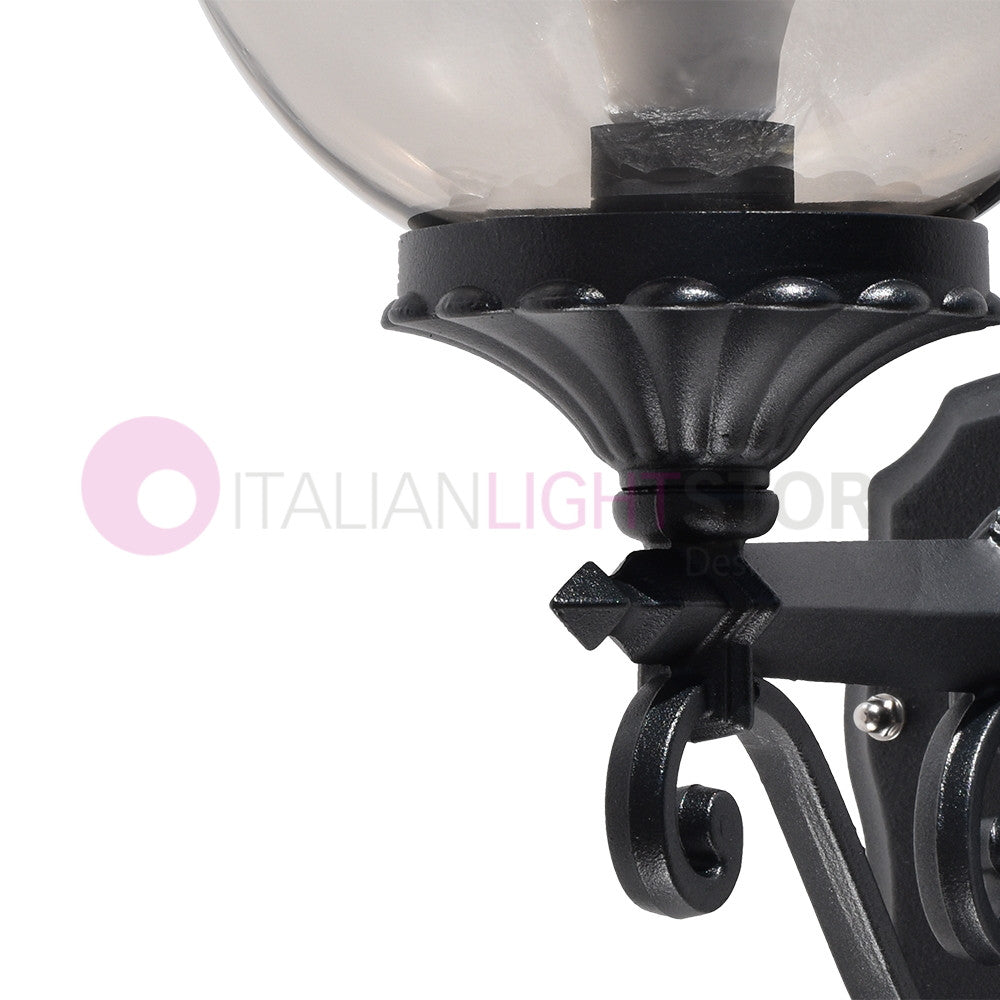 PANAMA Lampada a Parete Applique da Esterno ANTRACITE con sfera globo policarbonato d.20 FUME'