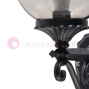 PANAMA Lampada a Parete Applique da Esterno ANTRACITE con sfera globo policarbonato d.20 FUME'