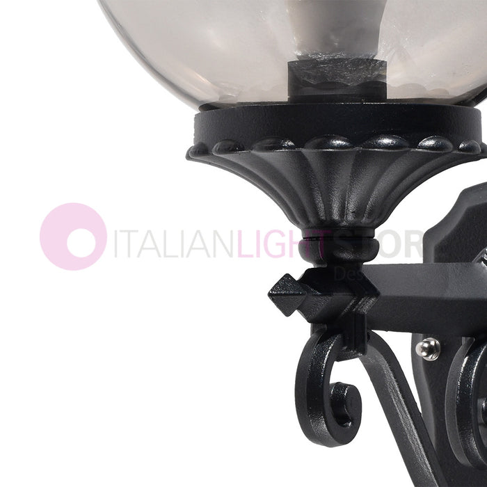 PANAMA Lampada a Parete Applique da Esterno ANTRACITE con sfera globo policarbonato d.20 FUME'