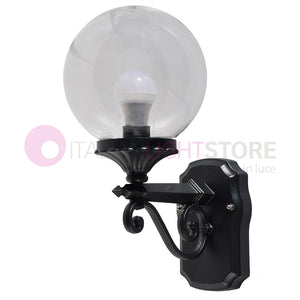PANAMA Lampada a Parete Applique da Esterno ANTRACITE con sfera globo policarbonato d.20 TRASPARENTE