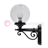 PANAMA Lampada a Parete Applique da Esterno ANTRACITE con sfera globo policarbonato d.20 TRASPARENTE