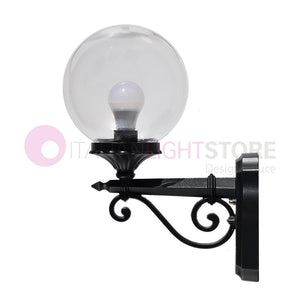 PANAMA Lampada a Parete Applique da Esterno ANTRACITE con sfera globo policarbonato d.20 TRASPARENTE