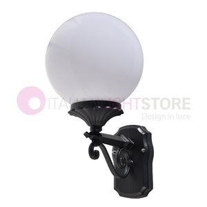 PANAMA Lampada a Parete Applique da Esterno ANTRACITE con sfera globo policarbonato d.25 OPALE