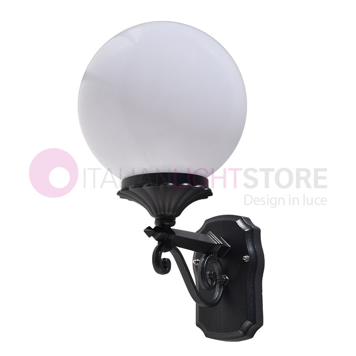 PANAMA Lampada a Parete Applique da Esterno ANTRACITE con sfera globo policarbonato d.25 OPALE