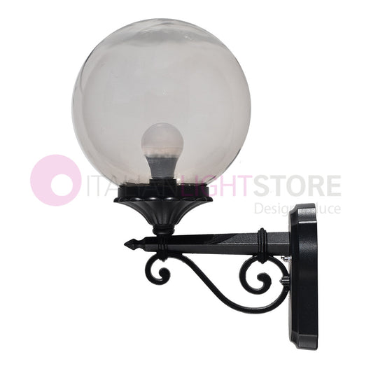 PANAMA Lampada a Parete Applique da Esterno ANTRACITE con sfera globo policarbonato d.25 FUME'