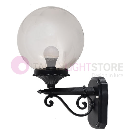 PANAMA Lampada a Parete Applique da Esterno ANTRACITE con sfera globo policarbonato d.25 FUME'