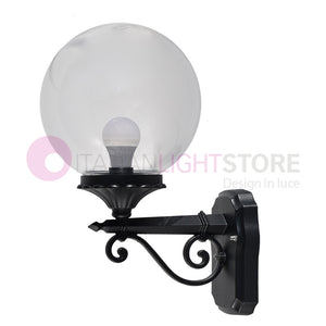 PANAMA Lampada a Parete Applique da Esterno ANTRACITE con sfera globo policarbonato d.25 TRASPARENTE